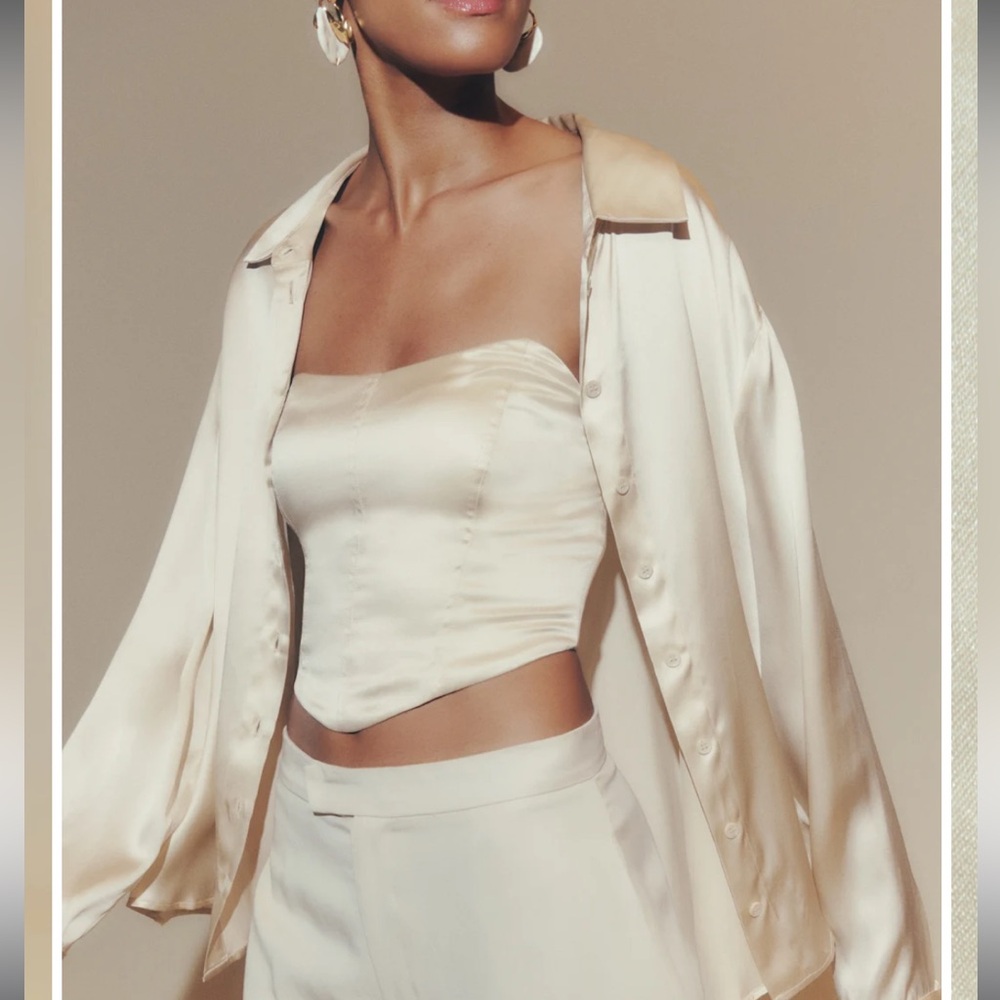 Reformation Maia Strapless Silk Top